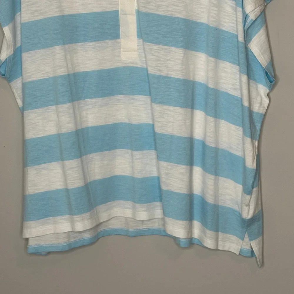 Torrid Belle Isle Cotton Collared Polo Top Blue Stripes Size 0X Large NWT - Picture 9 of 13